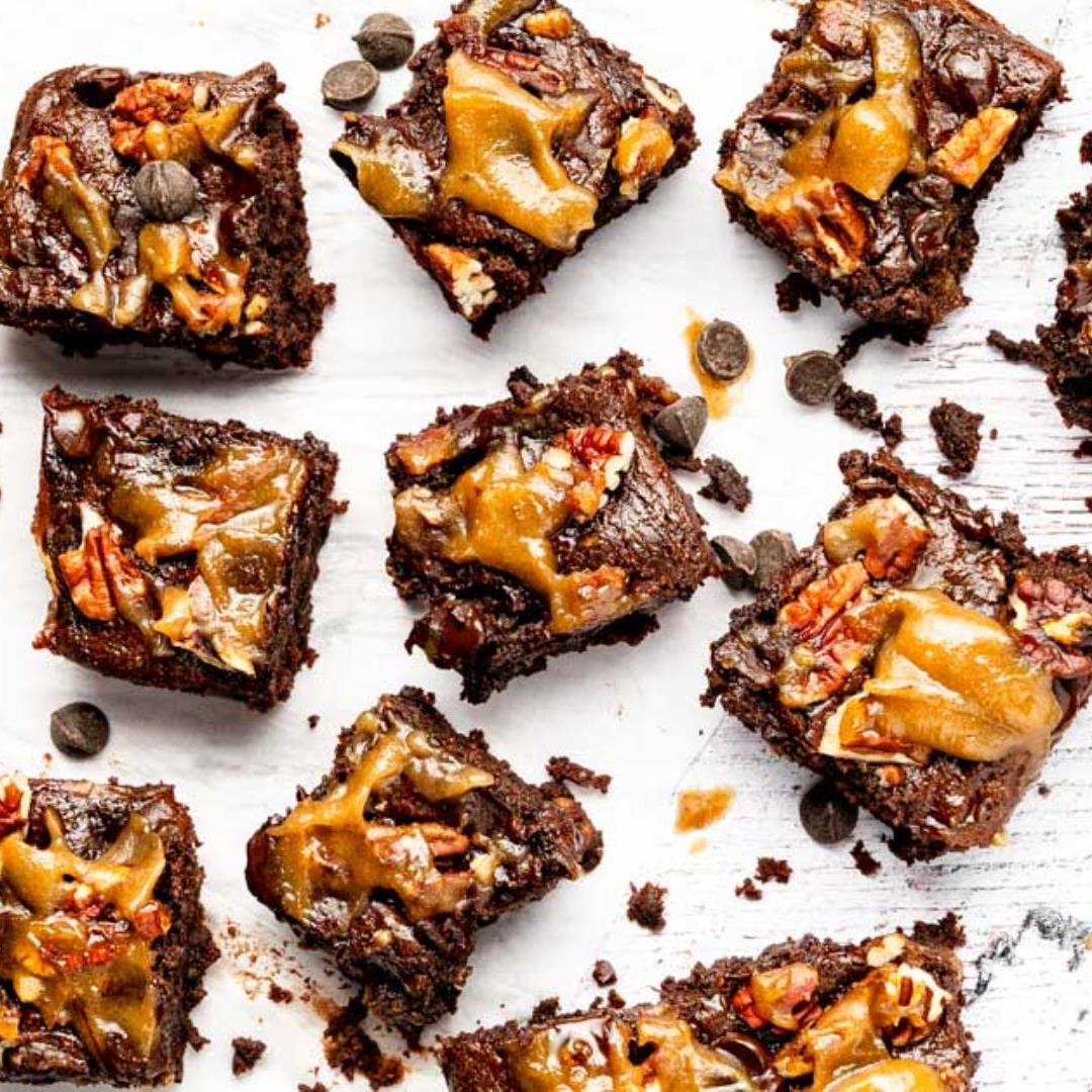 Pecan Caramel Brownies with Homemade Date Caramel