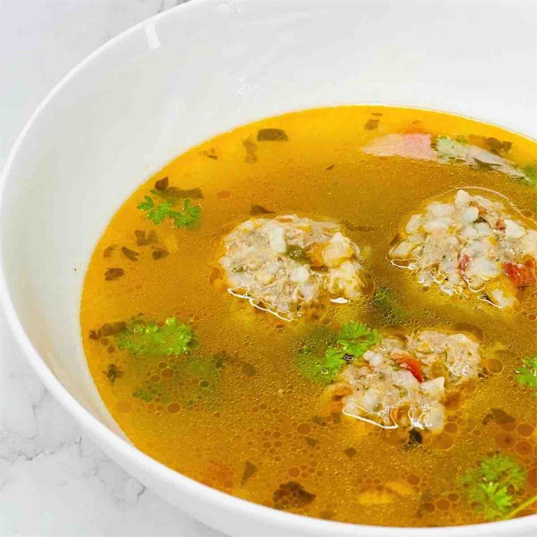 Romanian Meatball Soup (Ciorba de perisoare)