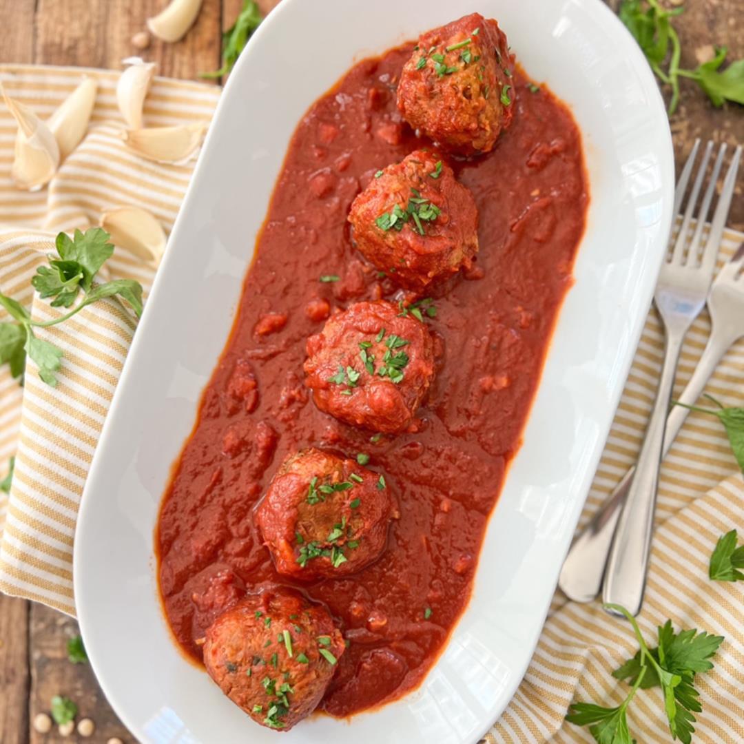 Delicious Lentil “Meatballs” | Spanish-Style with Tomato Sauce