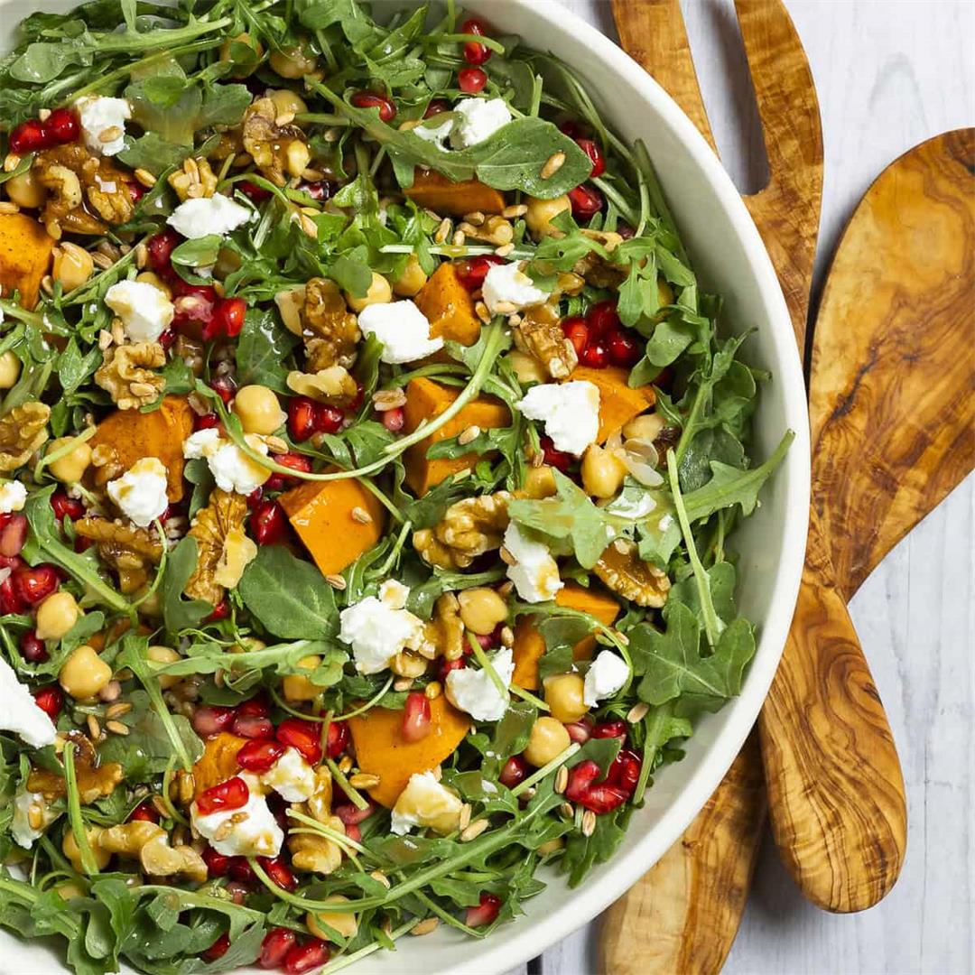 Farro and Arugula Salad With Sweet Potato and Pomegranate