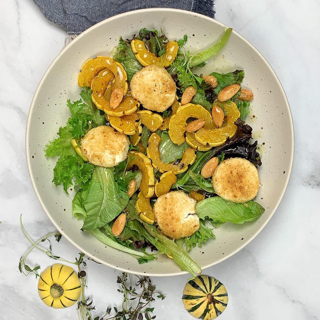 Delicata Squash Salad with Roasted Goat Cheese – A Gourmet Food