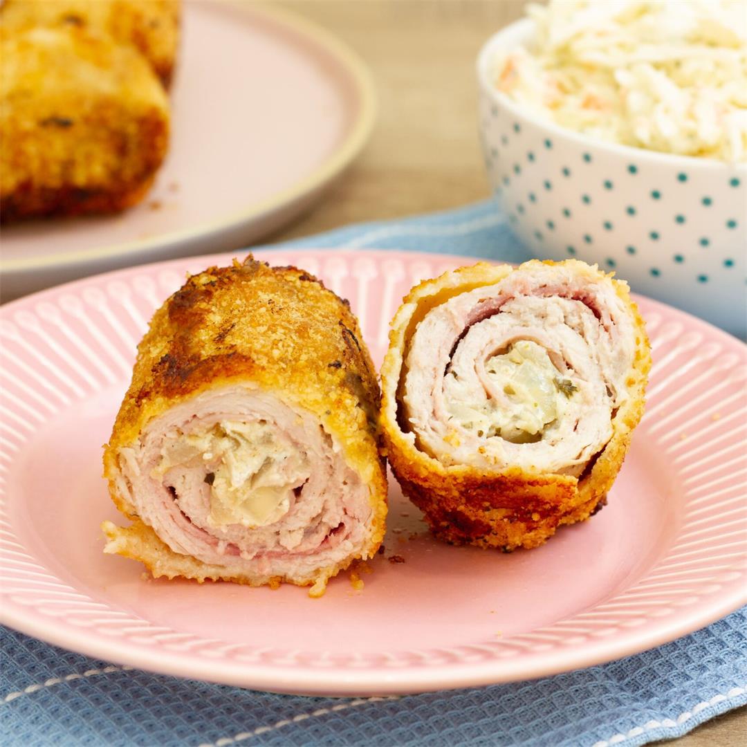 Pork roulades with ham, onion and feta cheese ⋆ MeCooks Blog