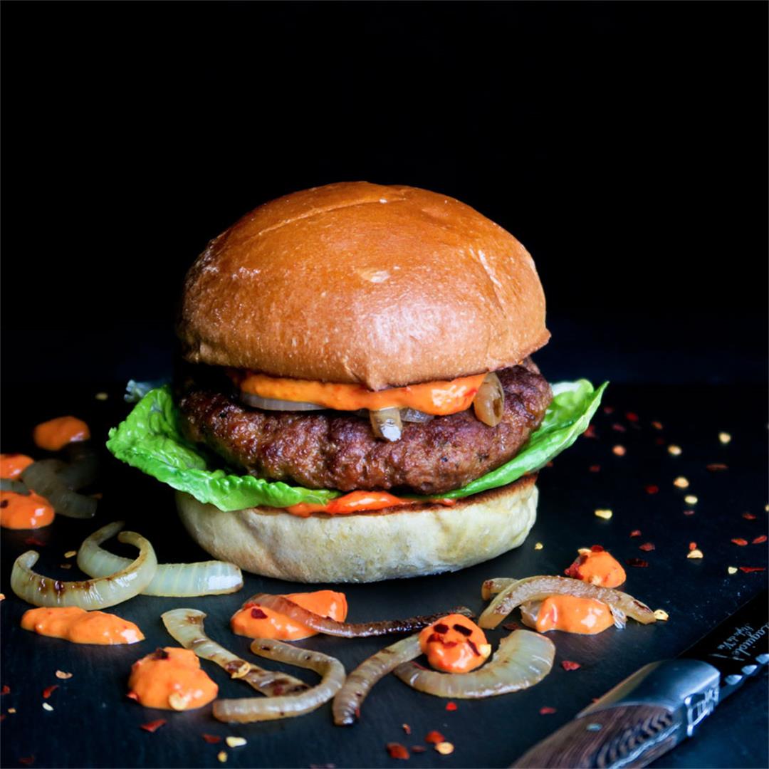 Spicy Balkan burgers with gorgeous ajvar mayonnaise