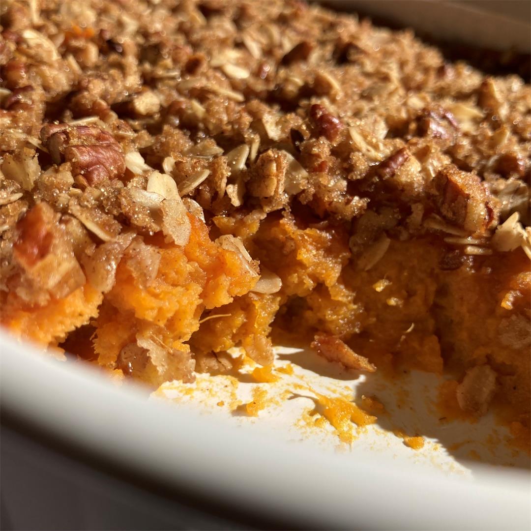 Sweet Potato Casserole with Pecan Crumble