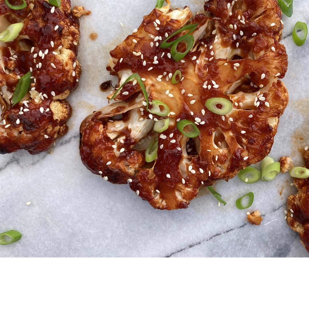 Sticky Sesame Cauliflower Steaks