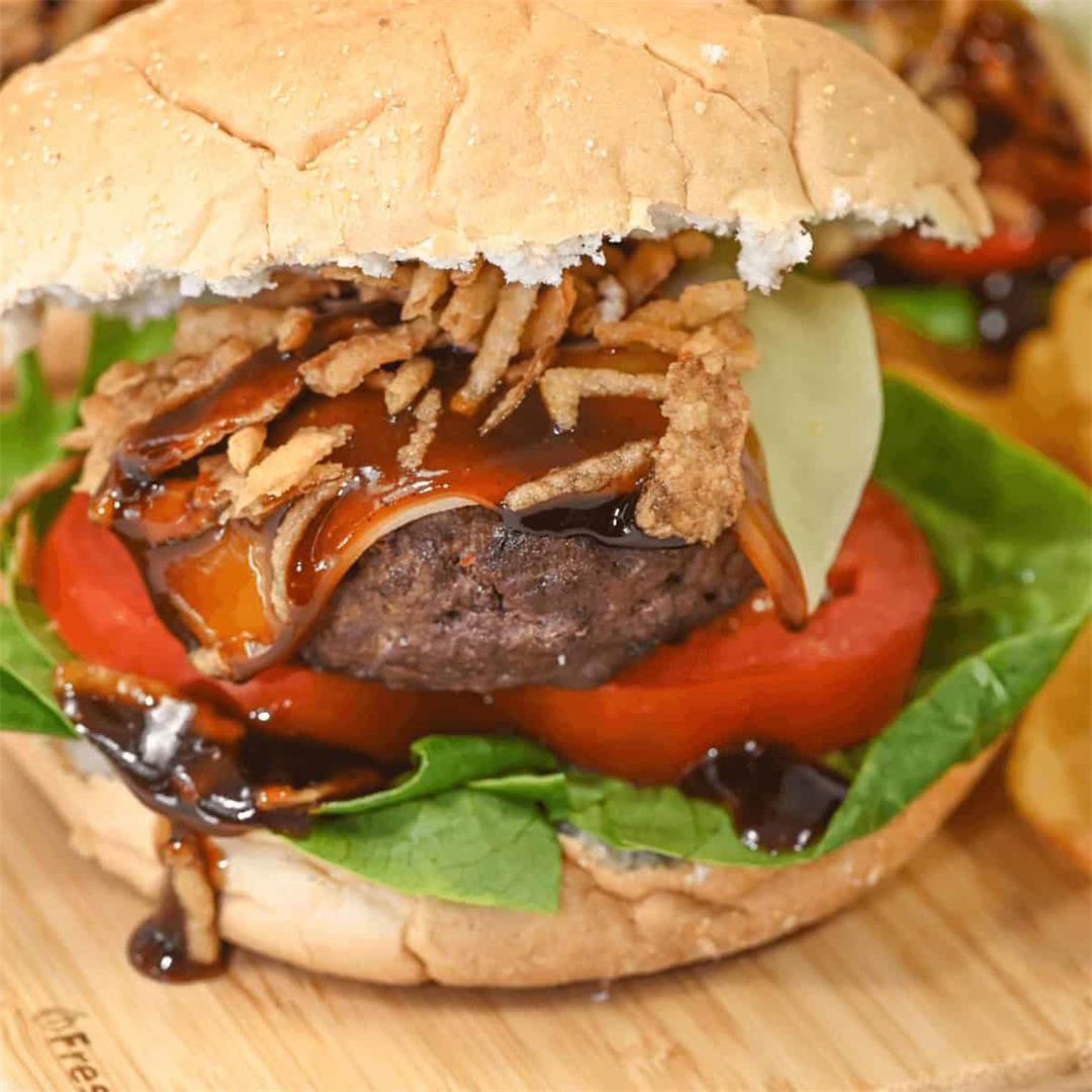 Bourbon Burger with Crispy Onions