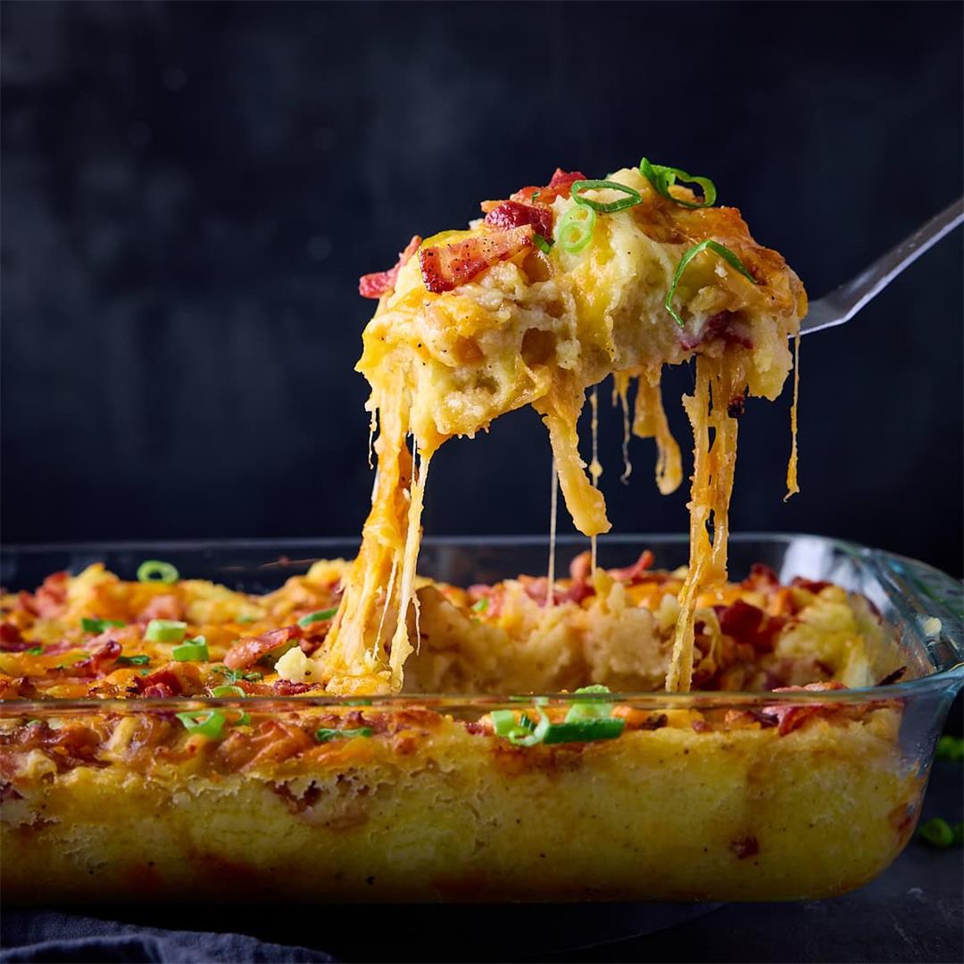 Make-Ahead Mashed Potato Casserole with Bacon