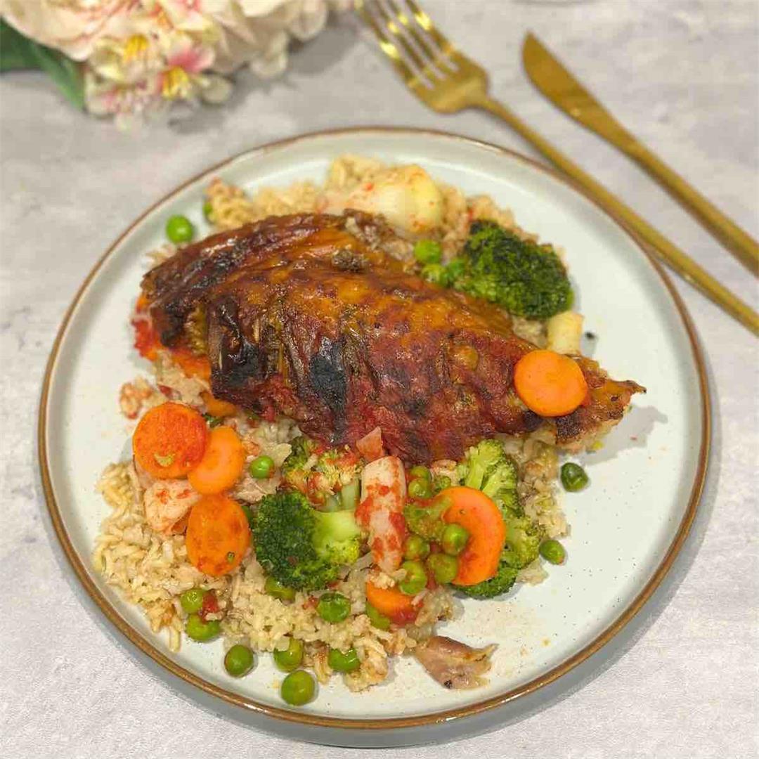 One Pan Turkey Rice Bowl with Veggies