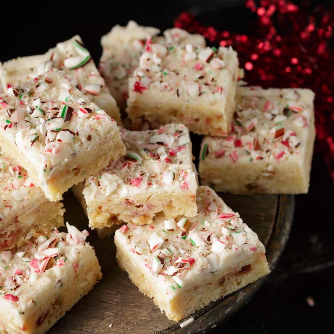 White Chocolate Blondies with Peppermint Frosting!