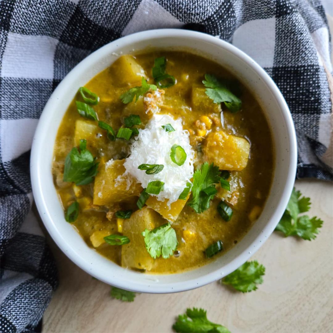 Chunky Potato Soup With Roasted Poblano Cream