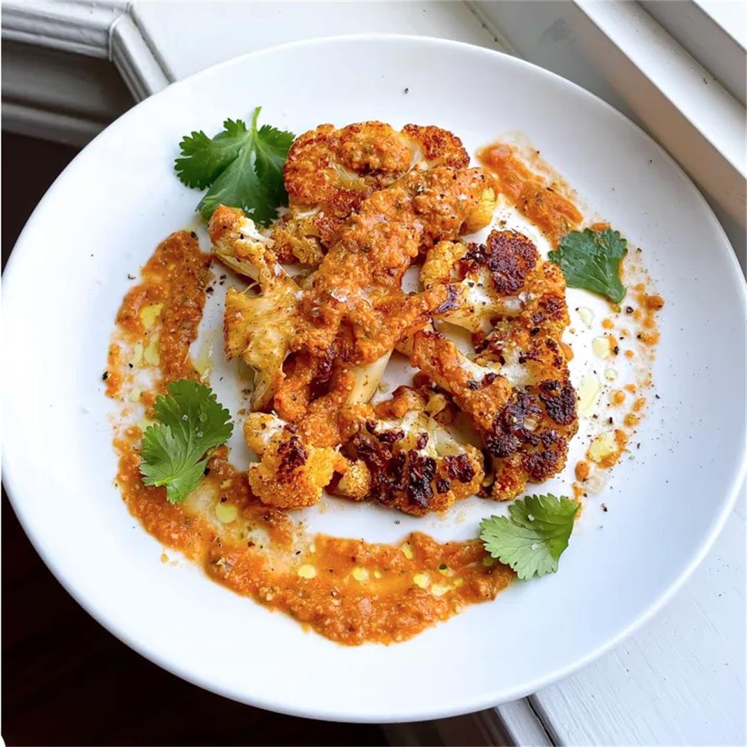 Cauliflower Steak with Romesco Sauce