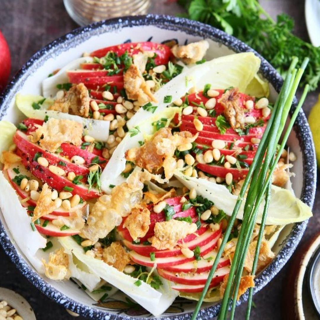 Belgian Endive Salad with Apple and Chicken Cracklings