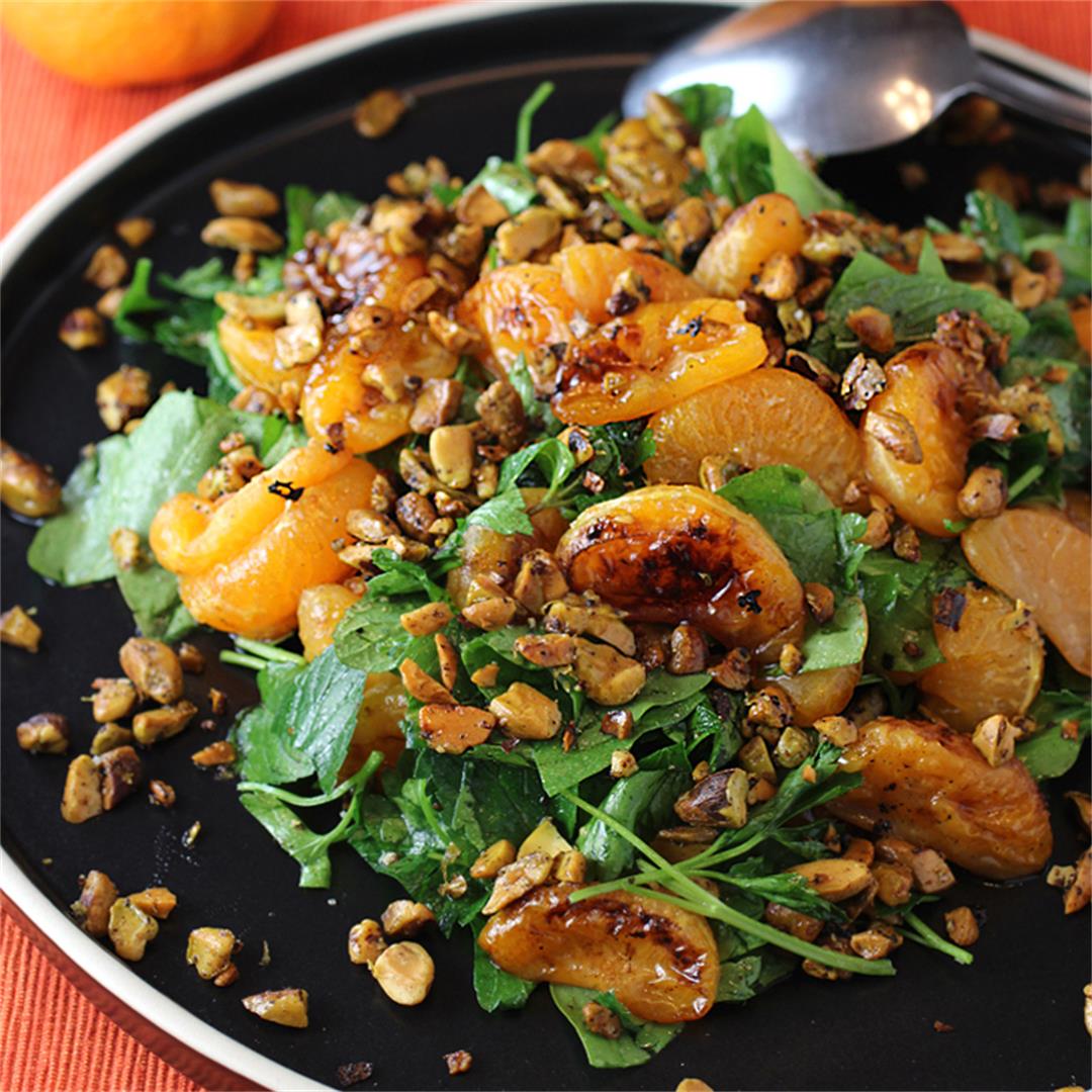 Charred tangerine and herb salad