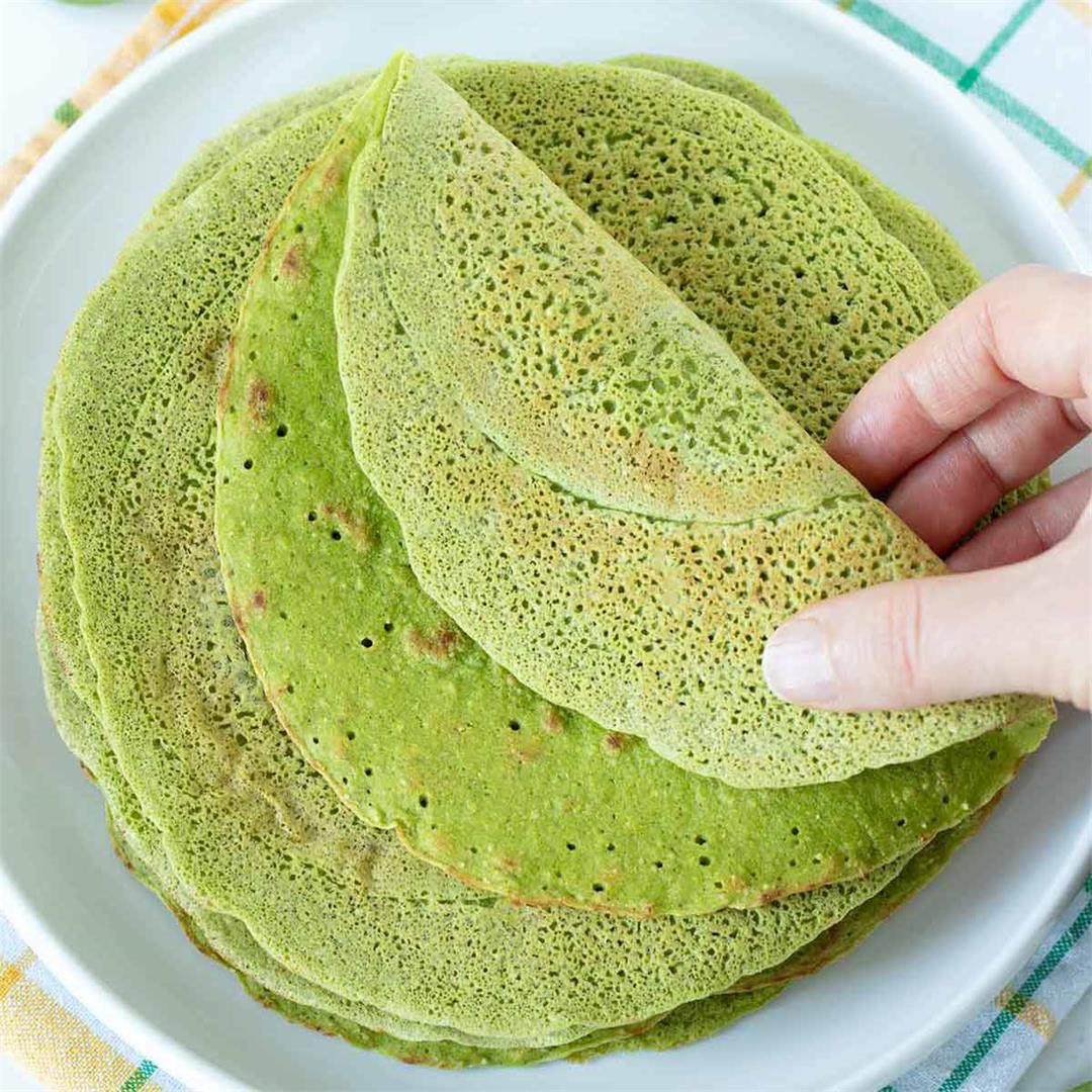 Green Spinach Wraps (Homemade Gluten-Free Vegan Tortillas)