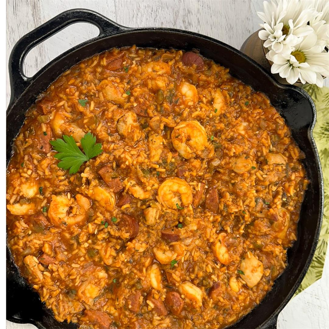 Creole Jambalaya with Chicken, Sausage, and Shrimp