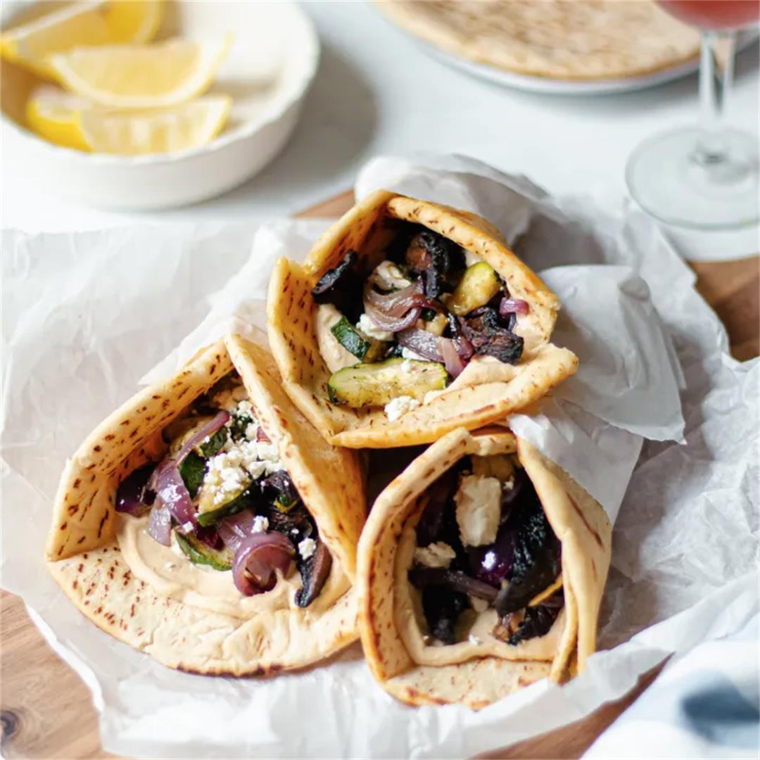 Mushroom and Zucchini Pita Wraps