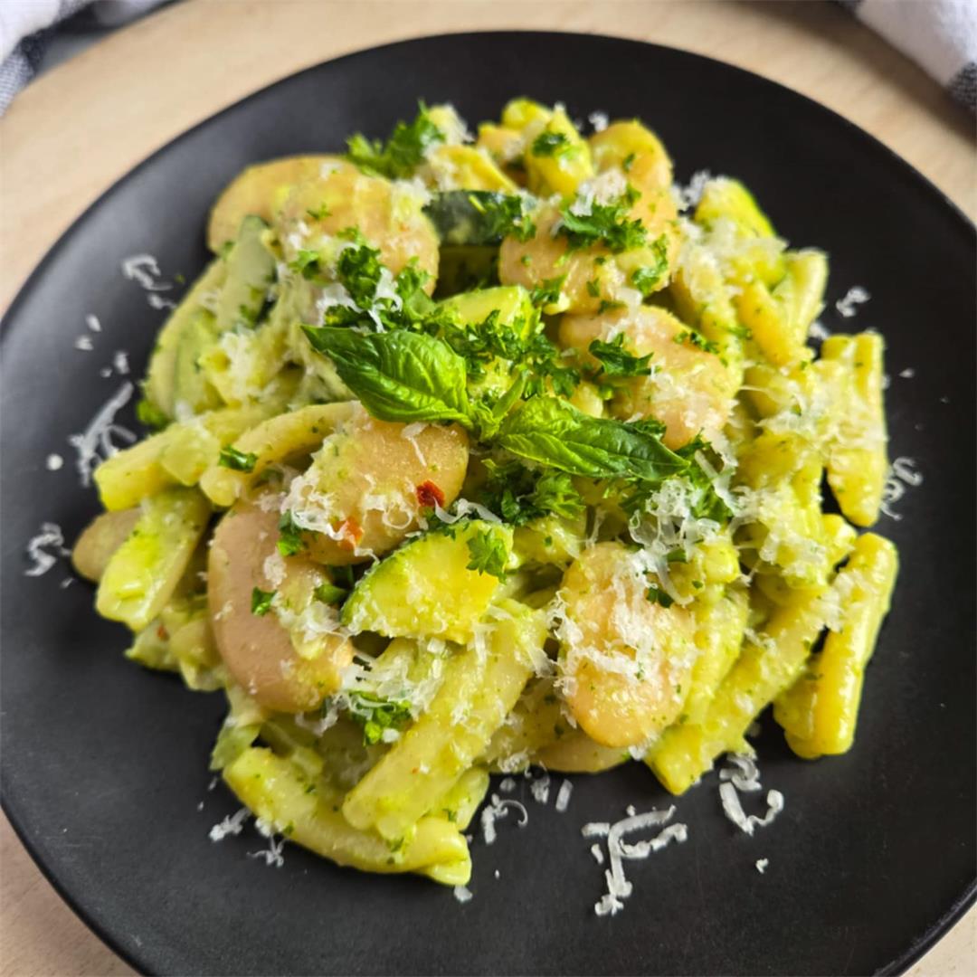 Creamy Pesto Casarecce with Butter Beans