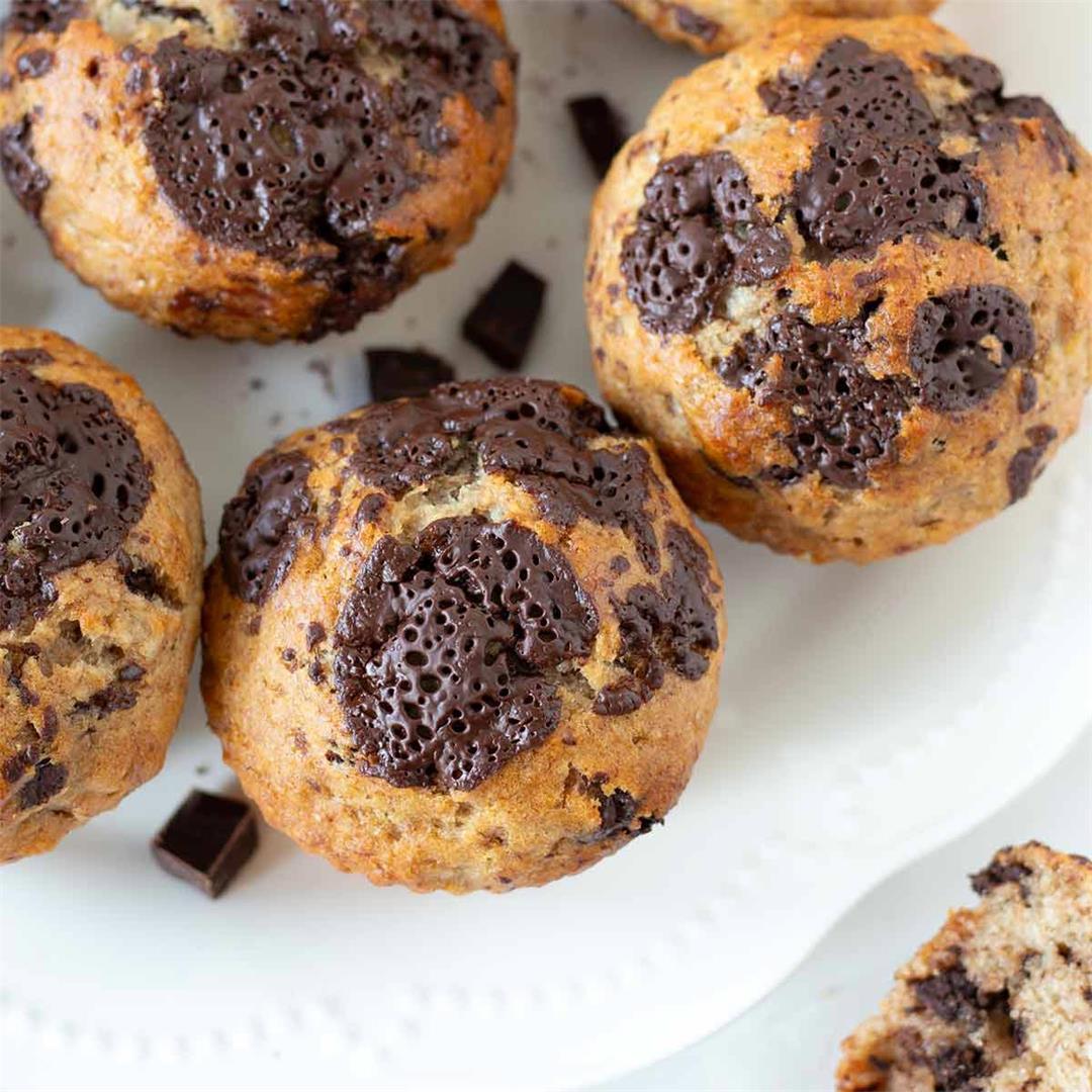 Chocolate Chunk Banana Muffins (Vegan)