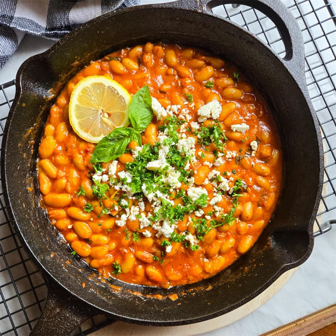 Spicy Red Pesto Skillet Beans