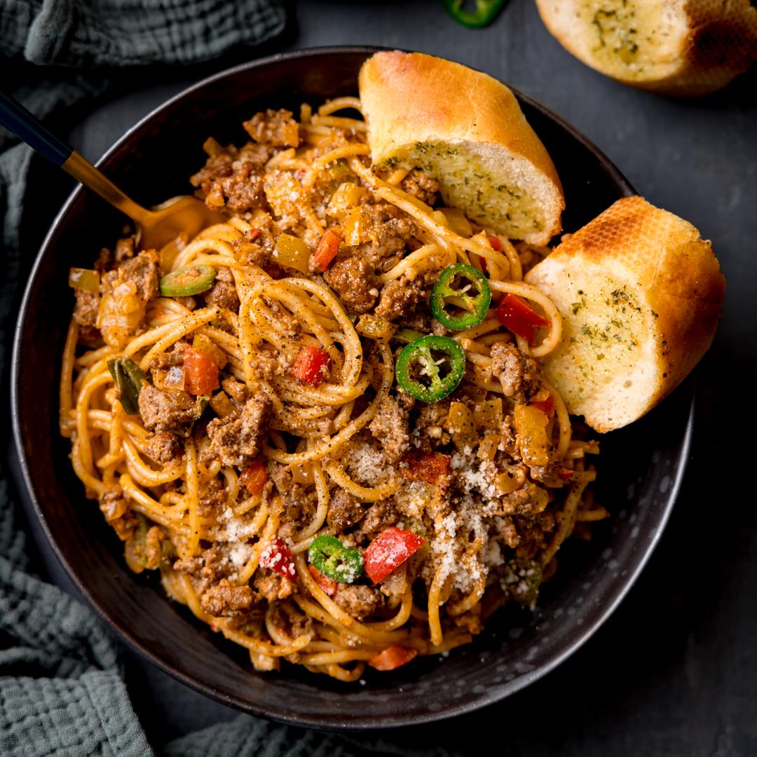 Buffalo Minced Beef Spaghetti