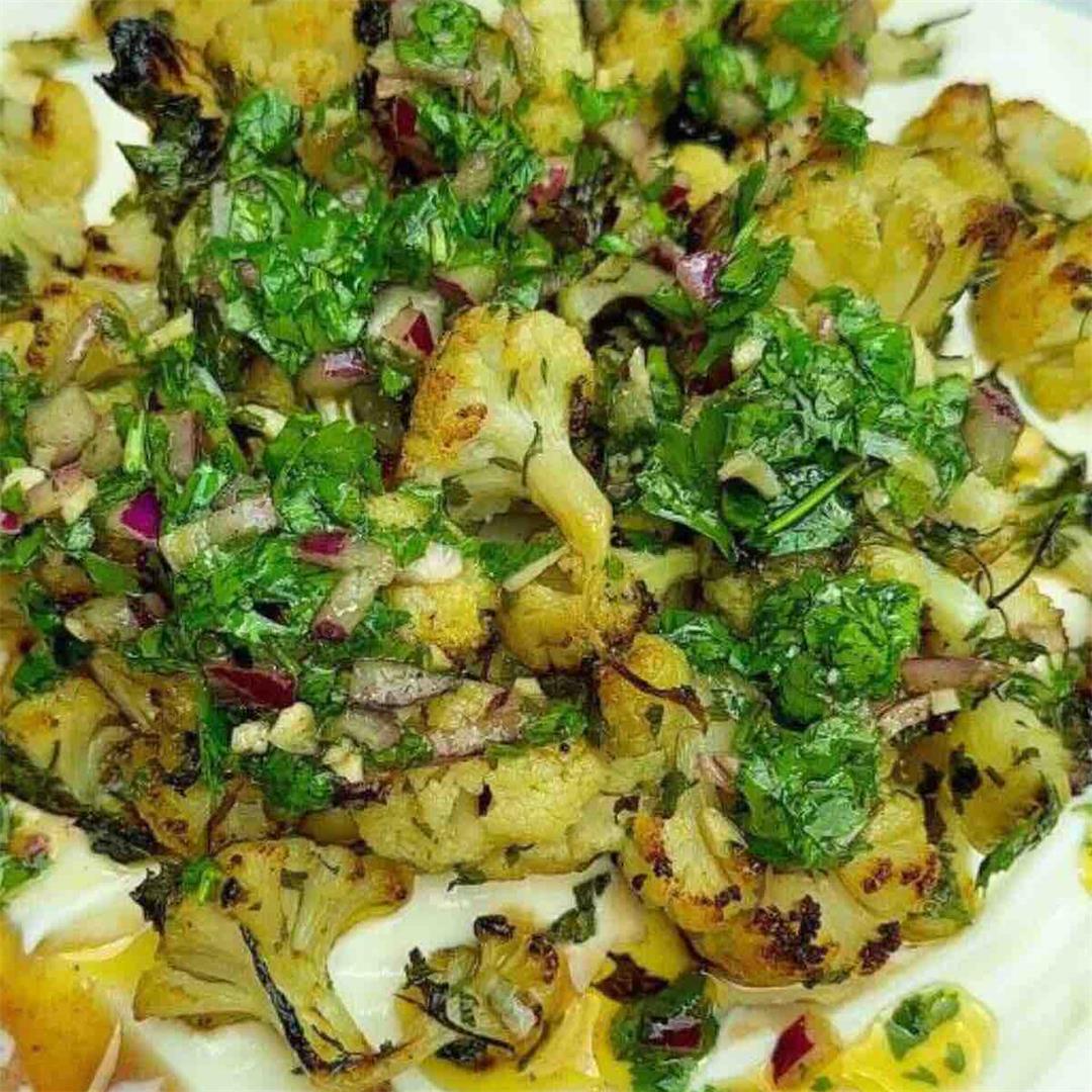 How to make Roasted Cauliflower with Yogurt & Chimichurri