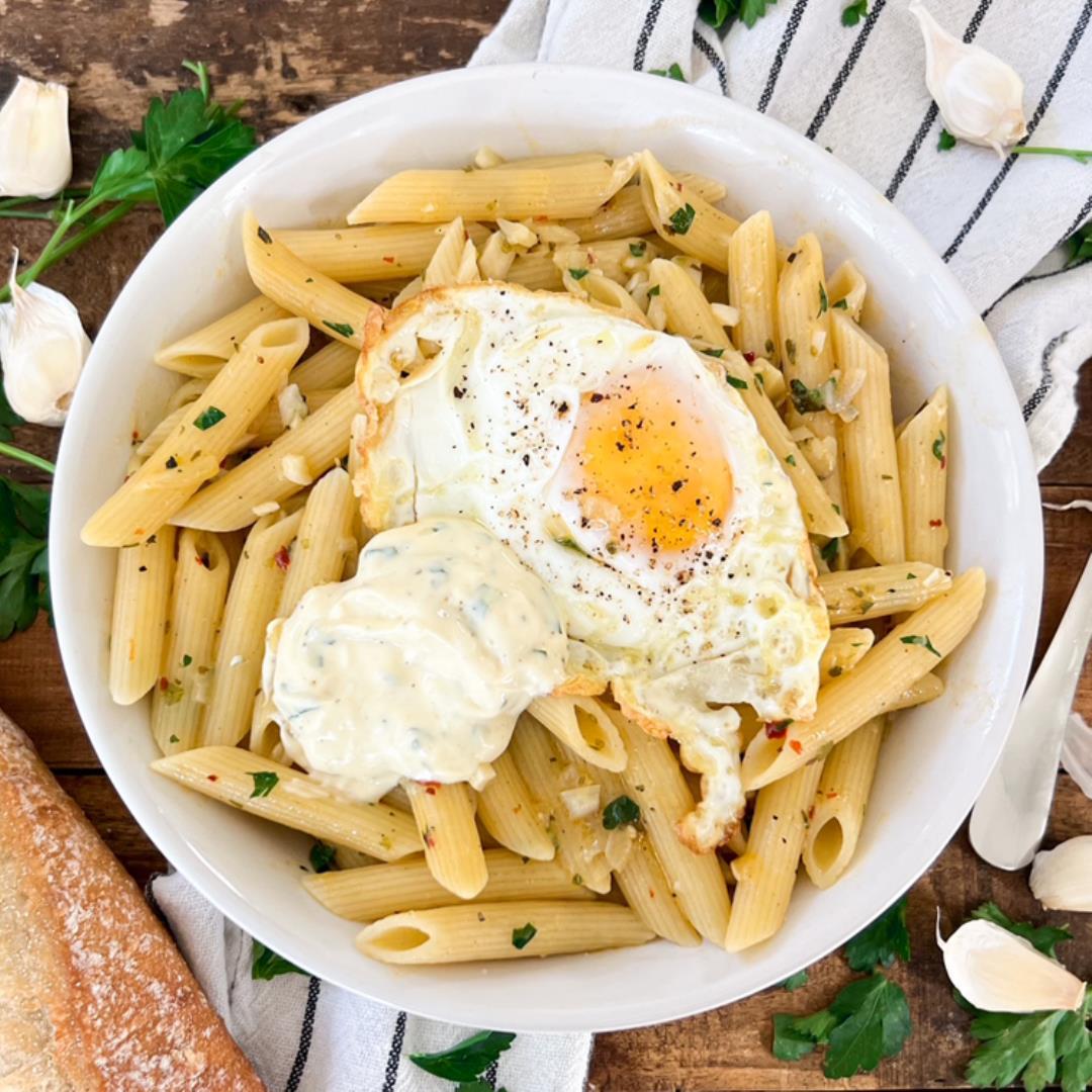 GARLIC Pasta with Eggs & Aioli | INSANELY Delicious Recipe