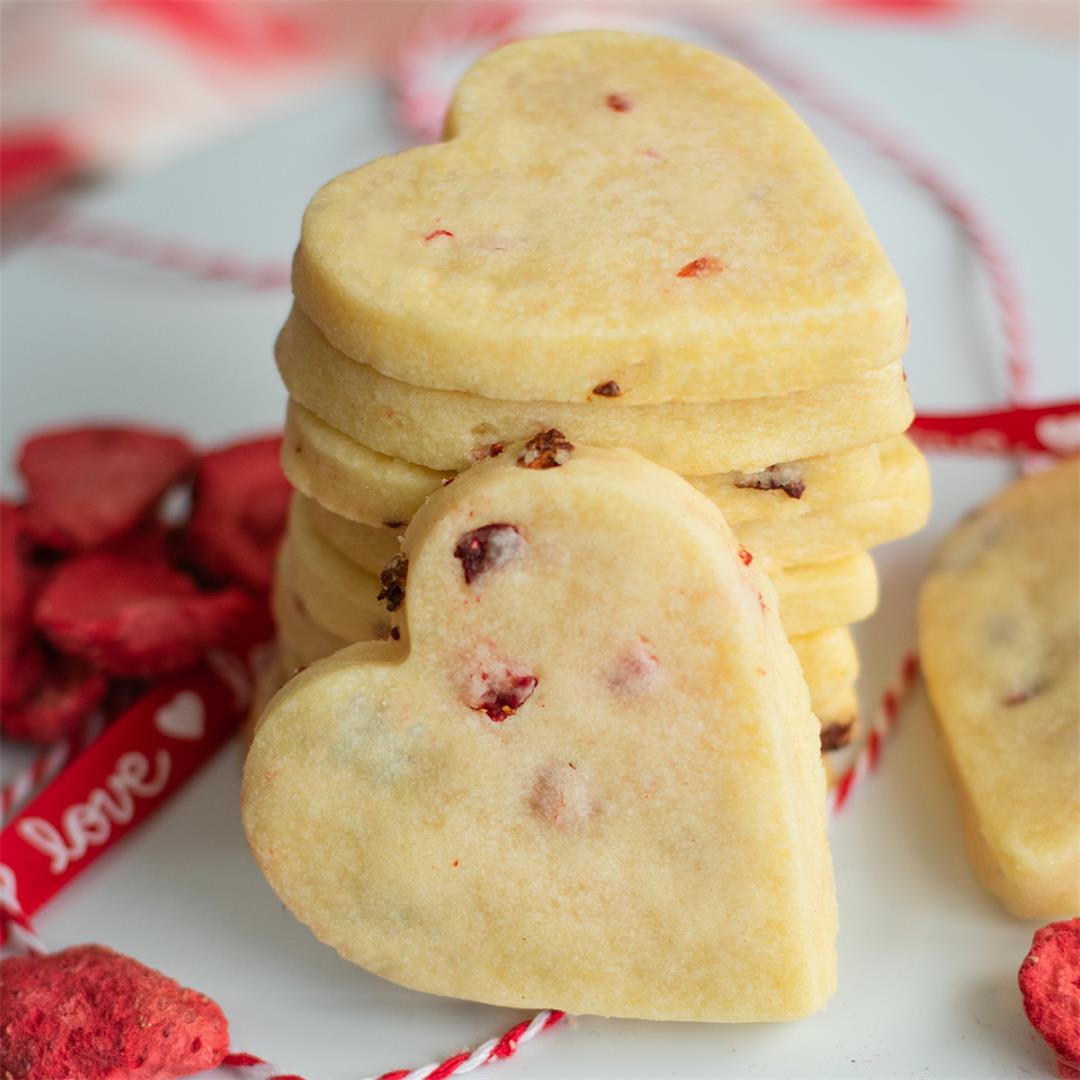 Strawberry Flecked Shortbread Cookies