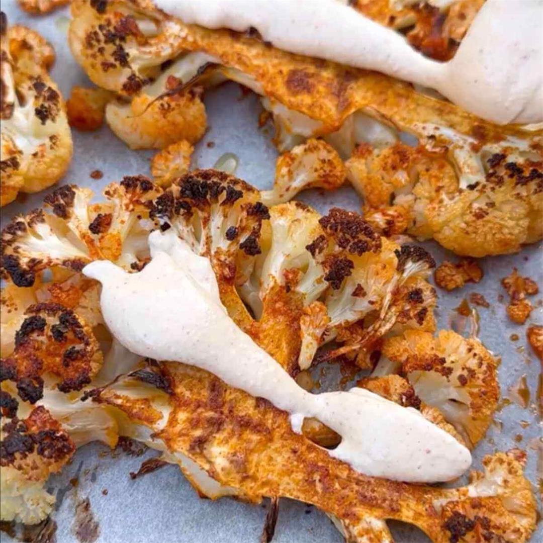 Roasted Cauliflower Steaks with Creamy Tahini Sauce