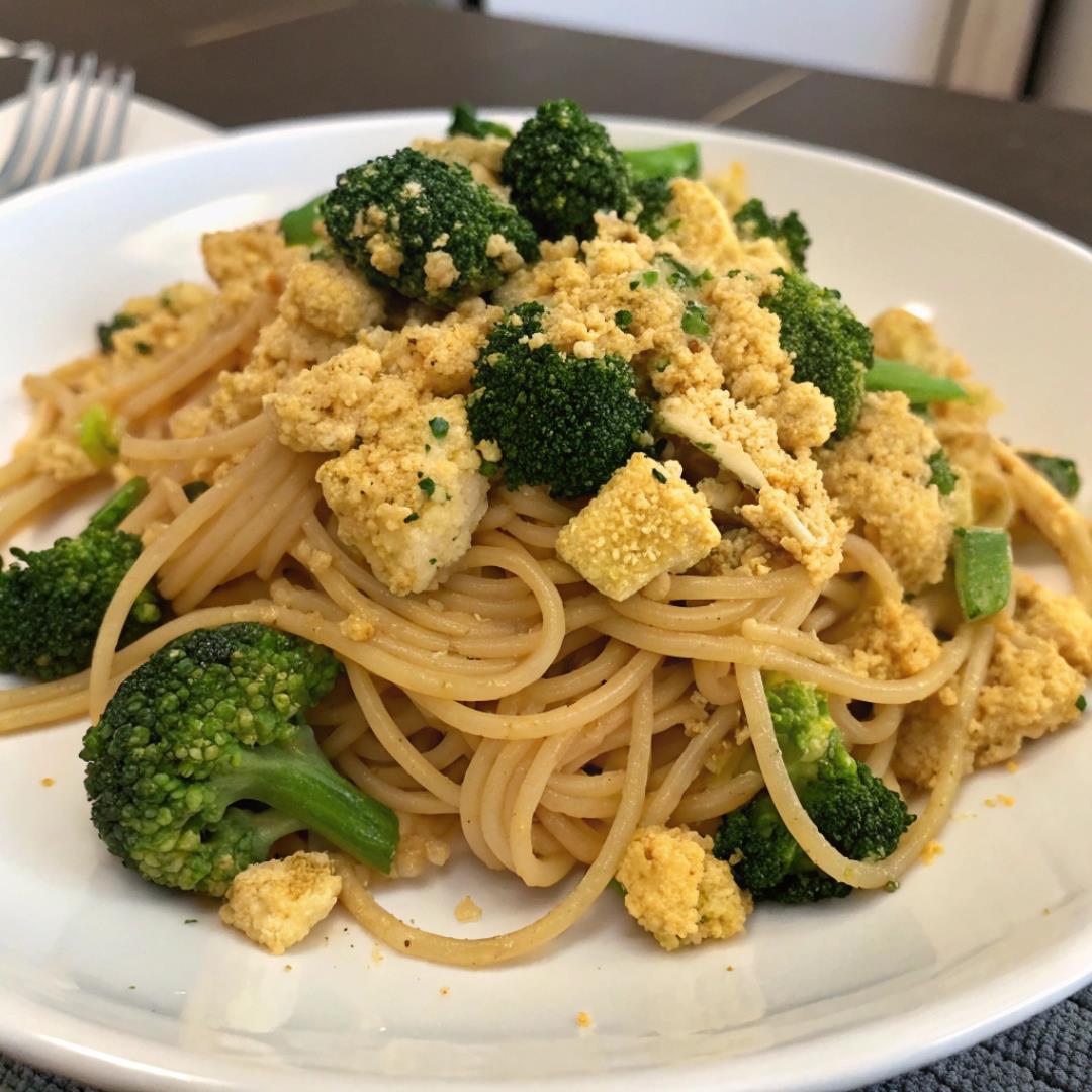 Easy 15-Minute Tofu and Broccoli Pasta