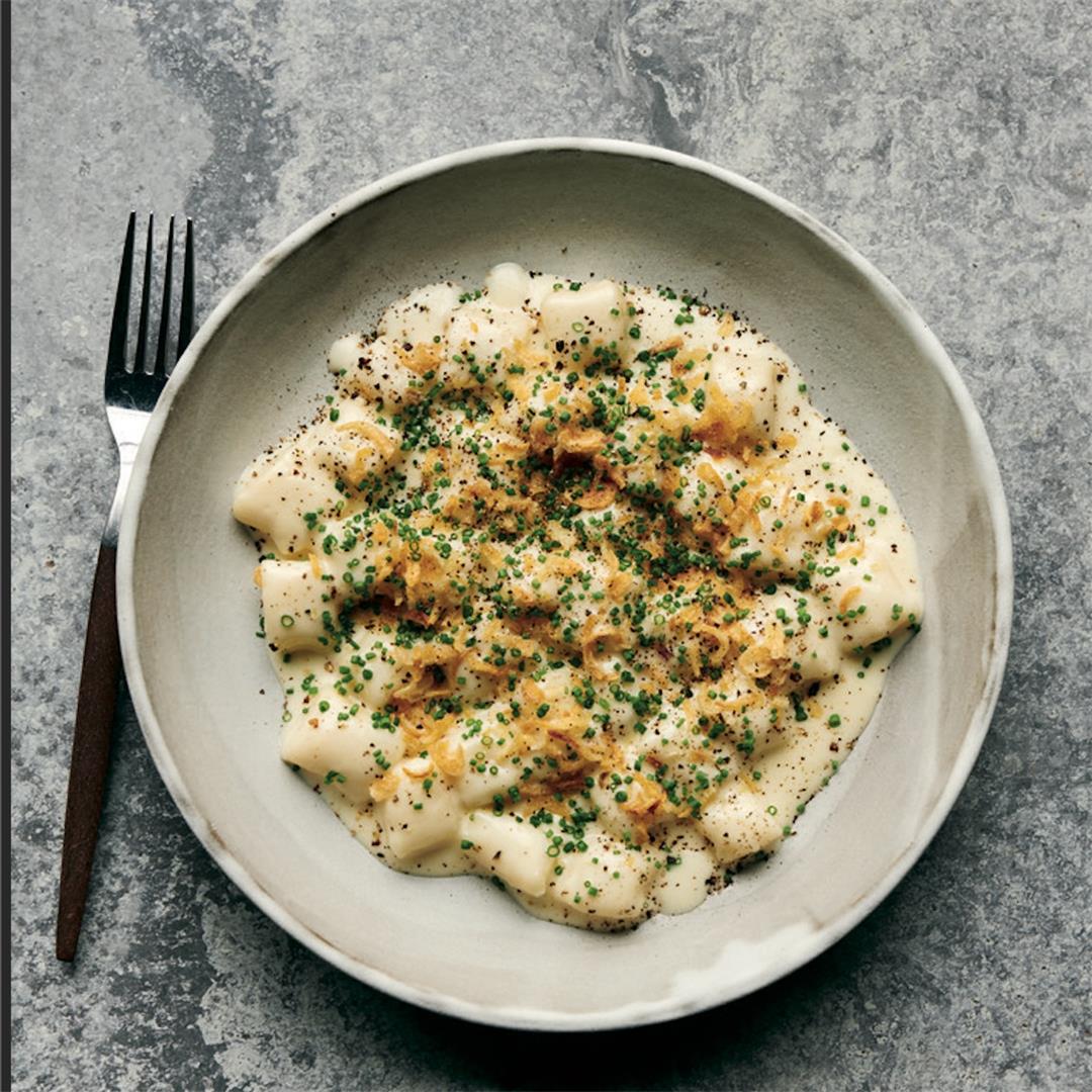 Potato Gnocchi with Fontina, Chives, and Crispy Shallots