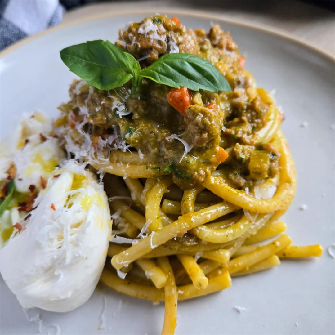 Pesto & Pepper Bucatini Bolognese