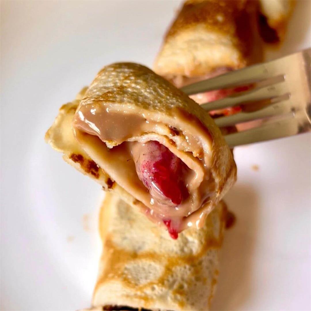 Raspberry Crêpes with Chocolate Ganache Filling