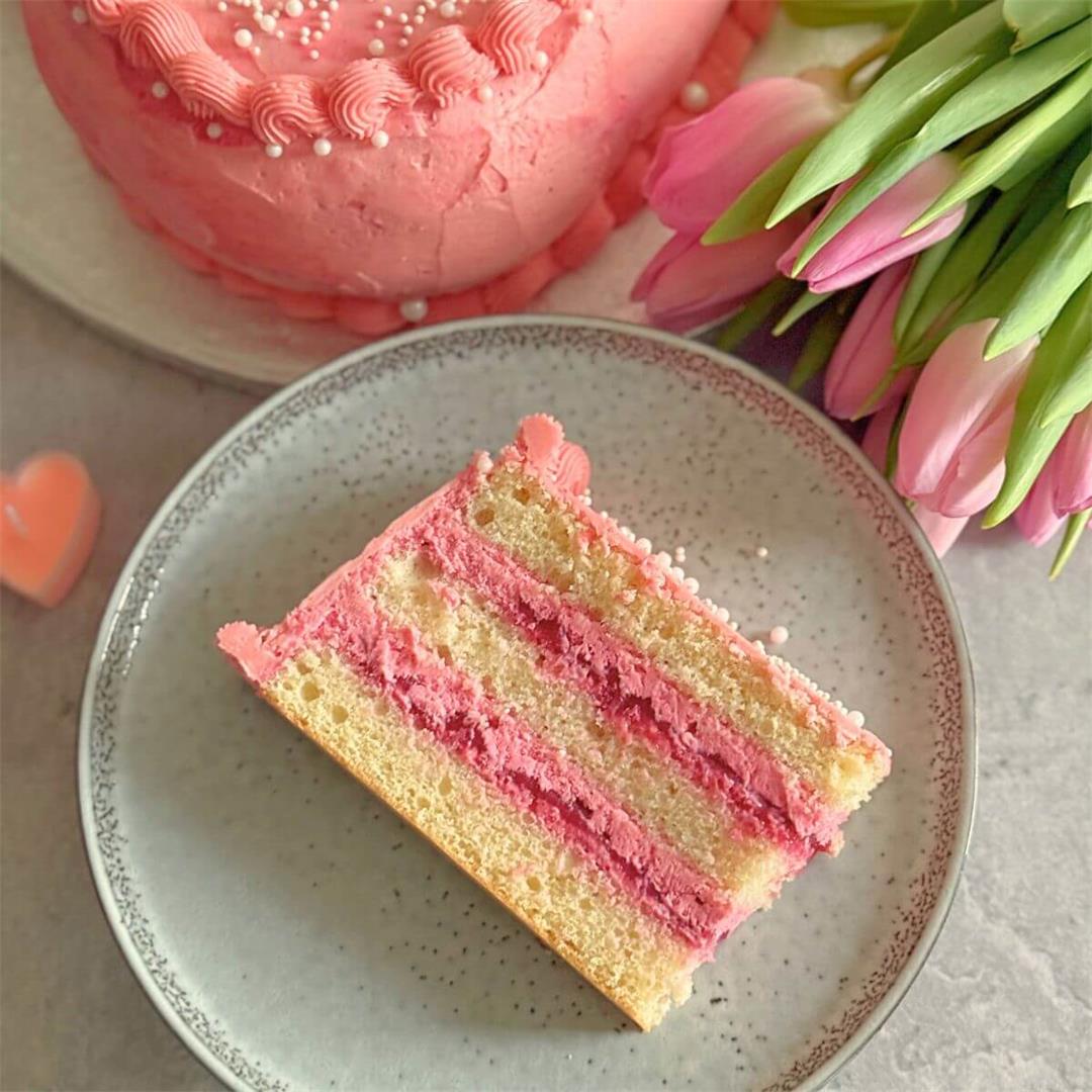 Raspberry Heart Shaped Cake