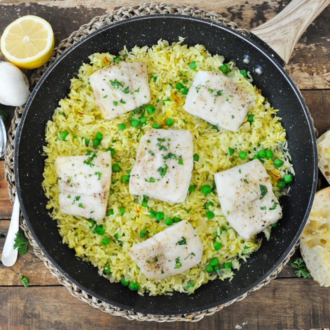 One-Pot Spanish Fish and Yellow Rice | Healthy & Delicious