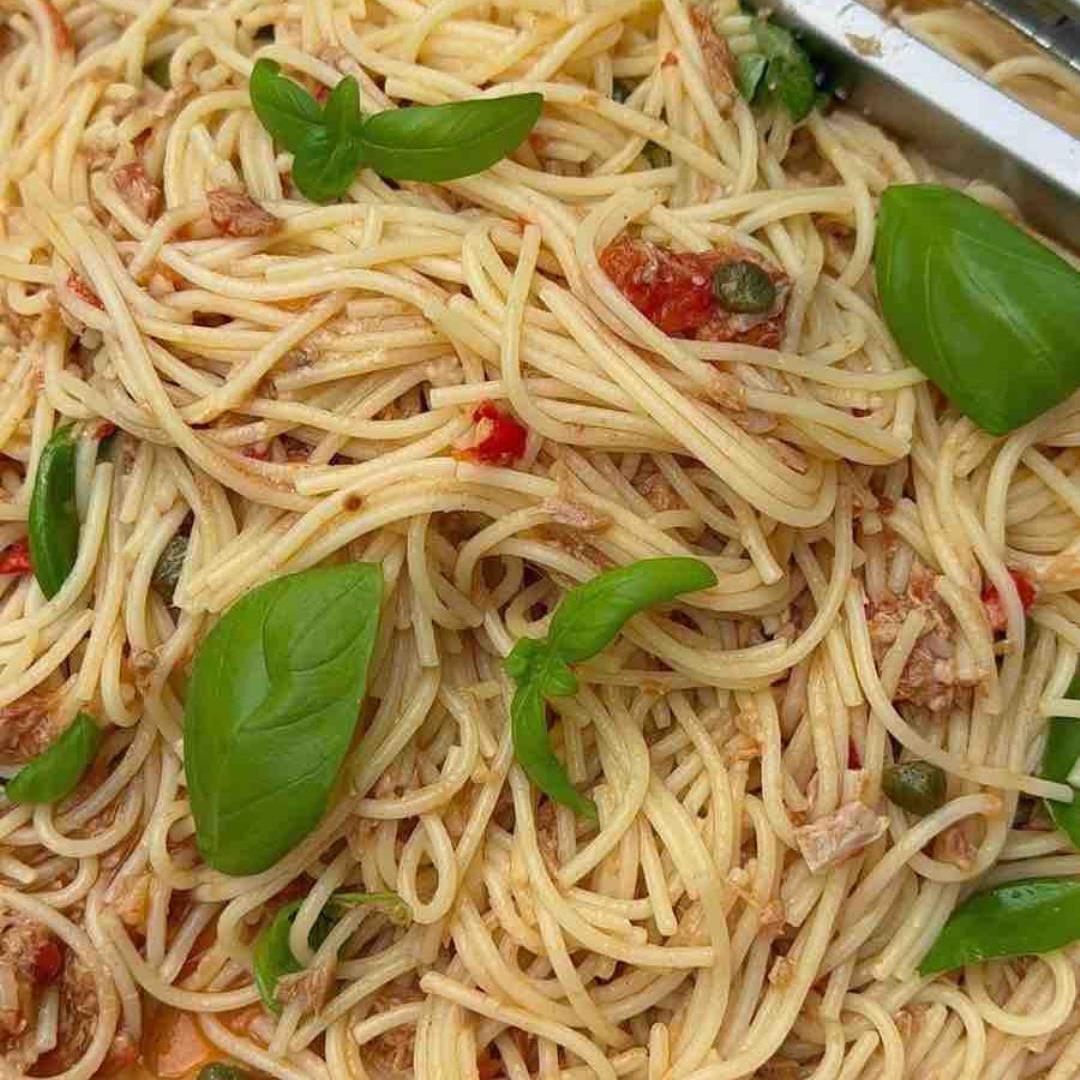 Tuna, caper, and chilli spaghetti