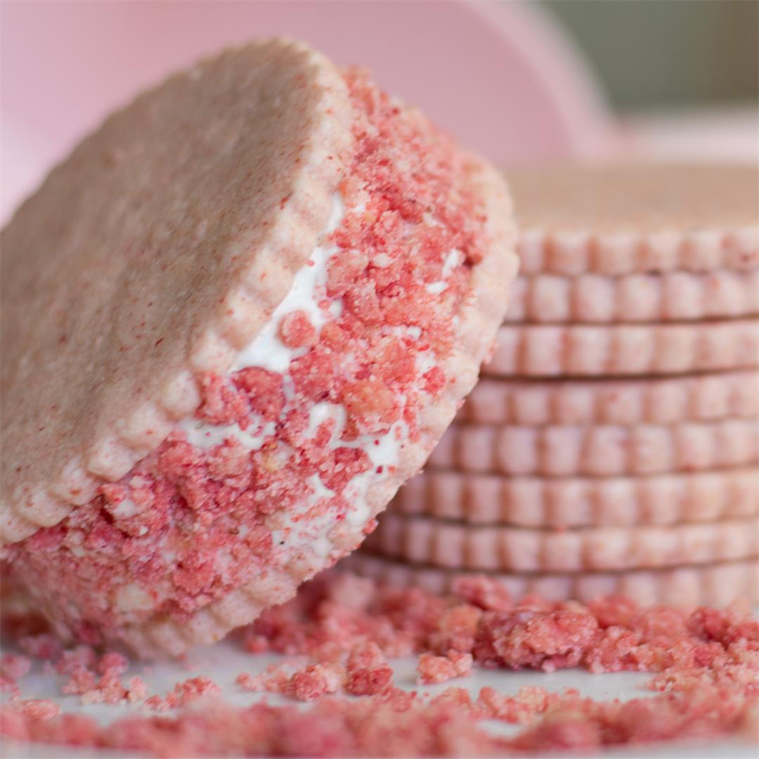 Strawberry Shortcake Ice Cream Sandwiches