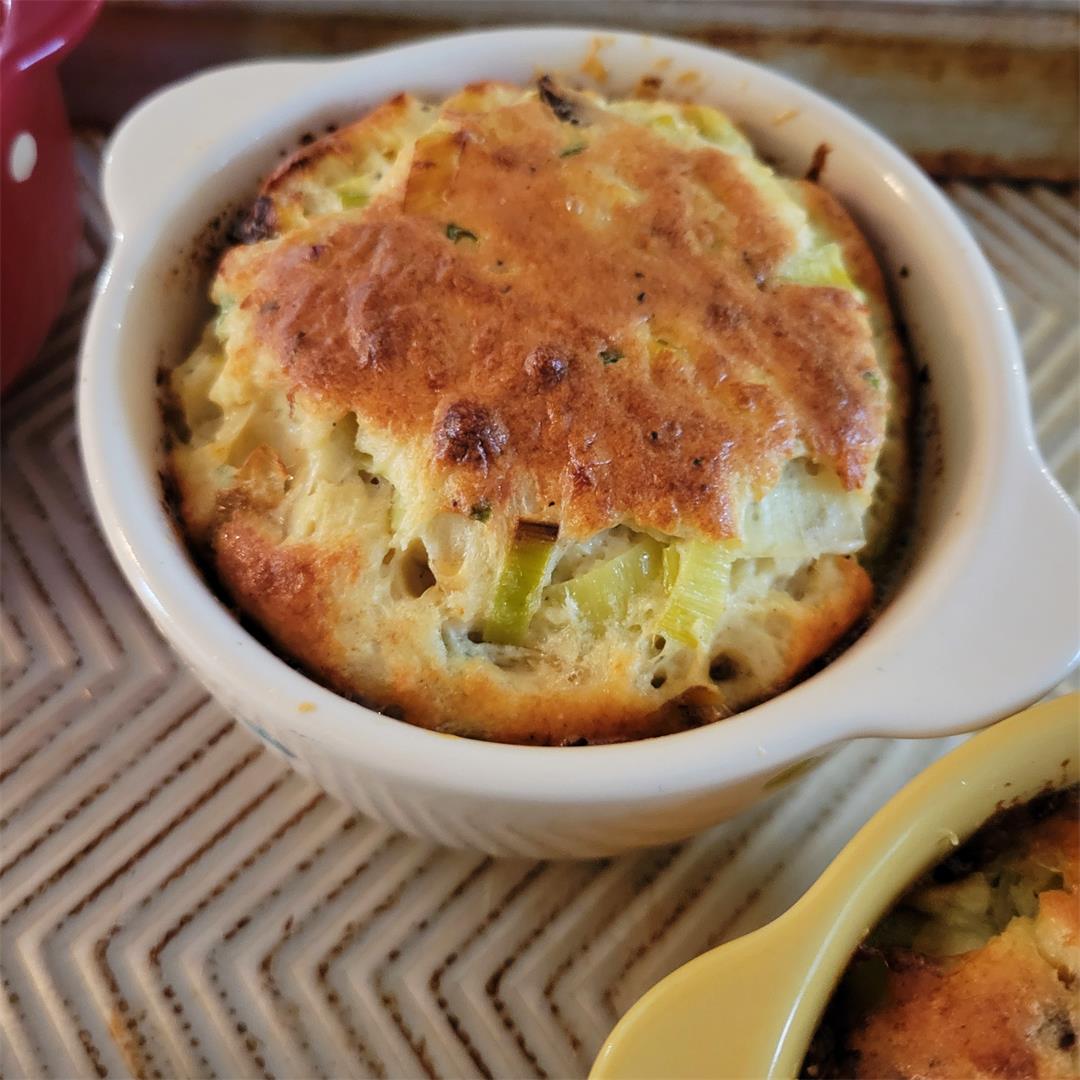 Leek and parmesan soufflés