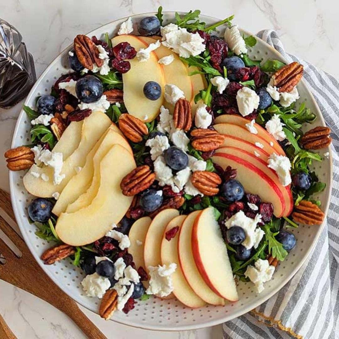 Arugula Apple Salad with Blueberry Balsamic Vinaigrette and Goa