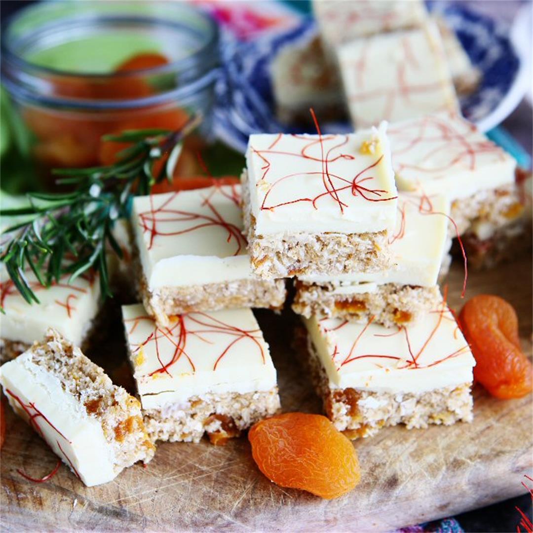 Apricot Oat Slices with White Chocolate