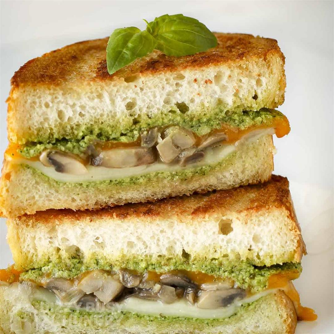 Grilled Cheese Mushroom Sandwich With Pesto