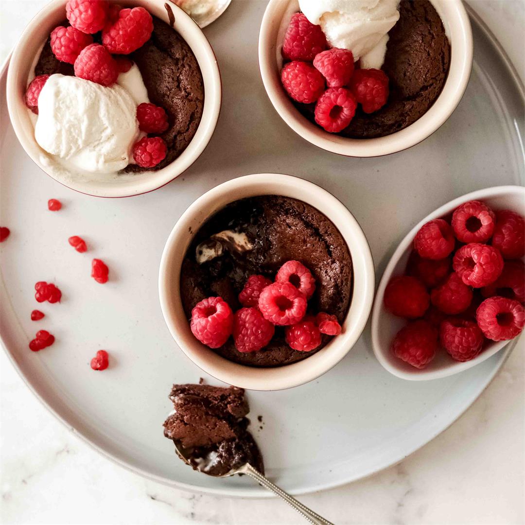 Triple chocolate molten brownie pots