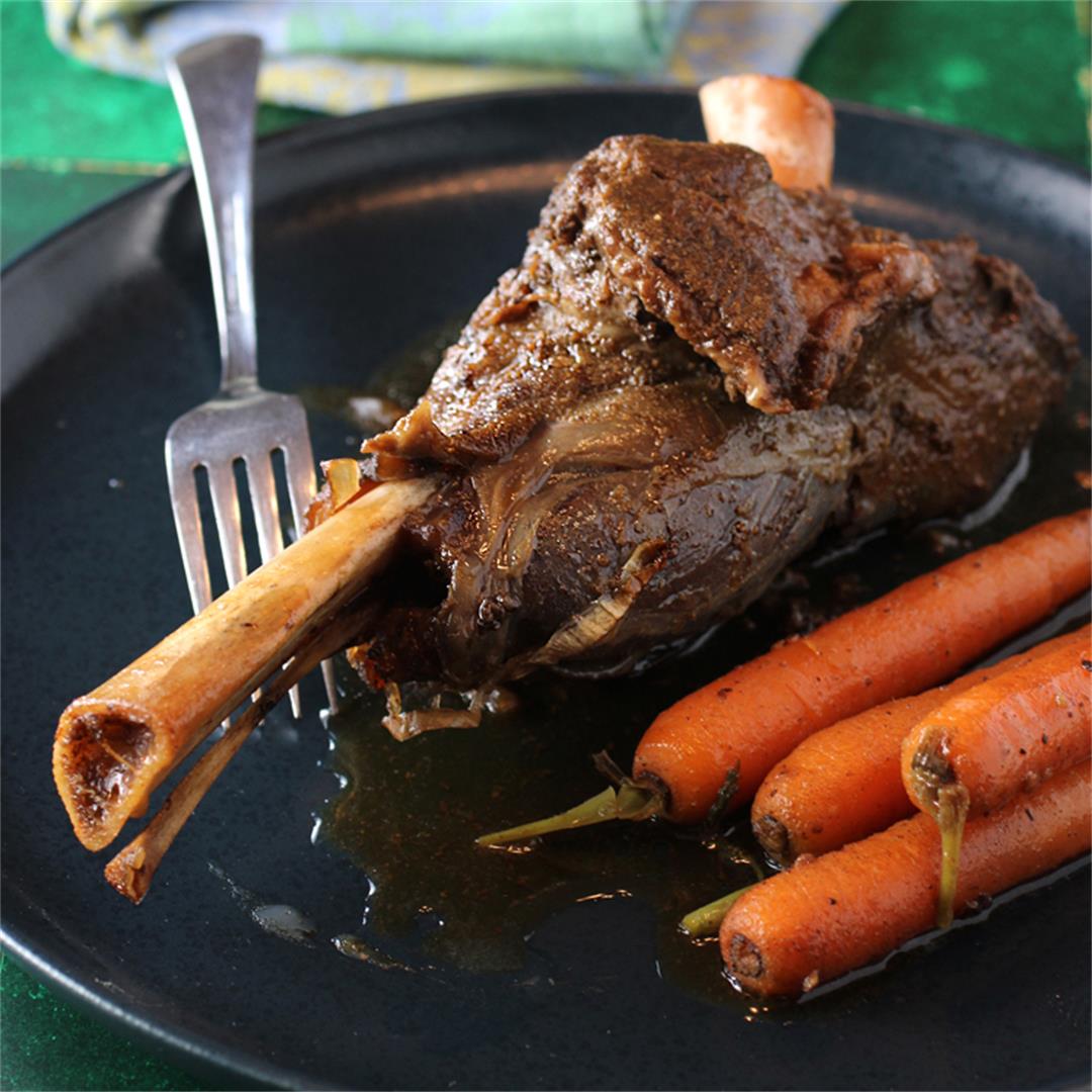 Lamb shanks braised in sour cherry juice and cola