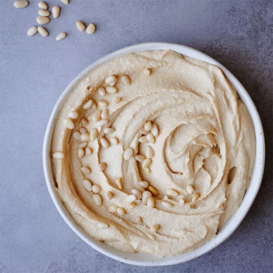 Simple Roasted Pine Nut Butter Hummus Recipe (Without Tahini)