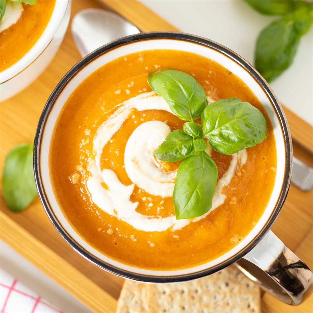 Roasted Tomato Butternut Squash Soup (Vegan)