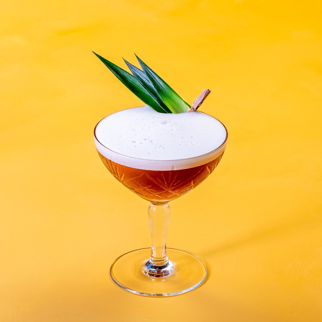 Pineapple Top Cocktail: Spicy Pineapple Coffee Tequila Sour